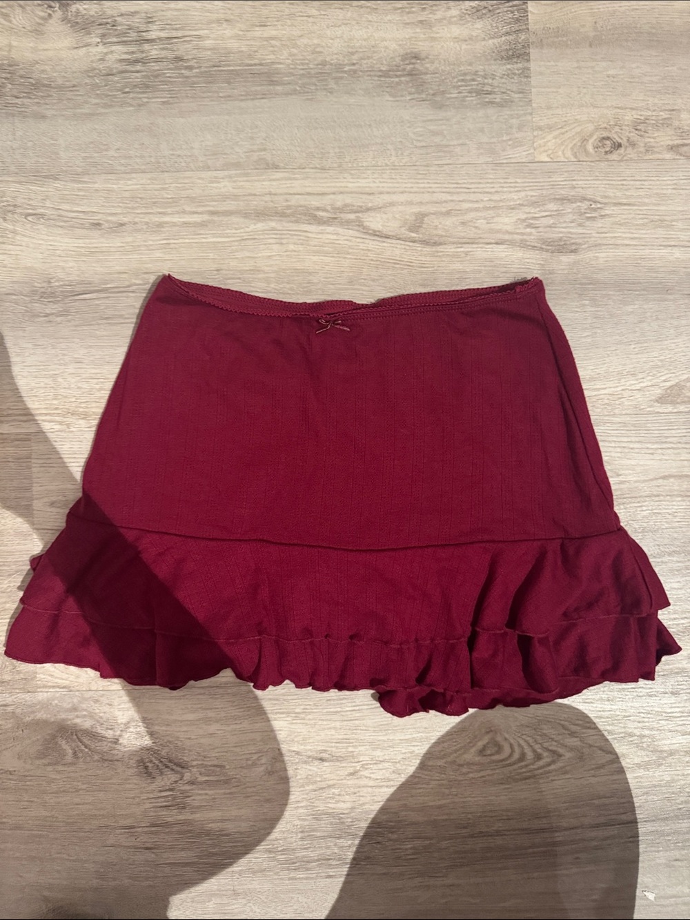 Women’s Burgundy Ruffle Hem Skirt